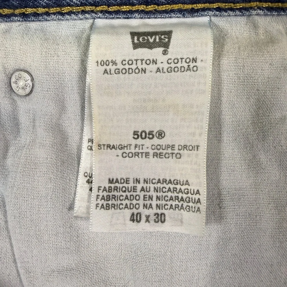 Levis 505 Straight Fit Jeans Mens 40x30 Medium Wash Blue Denim‎ 100% Cotton
